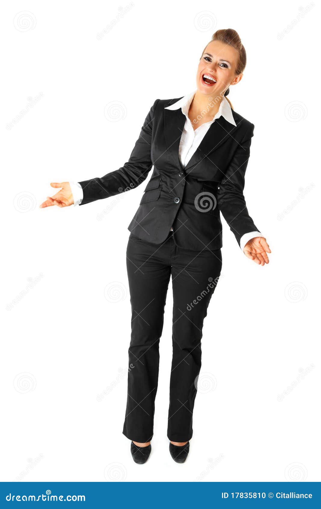 Laughing Modern Business Woman Isolated on White Stock Photo - Image of ...