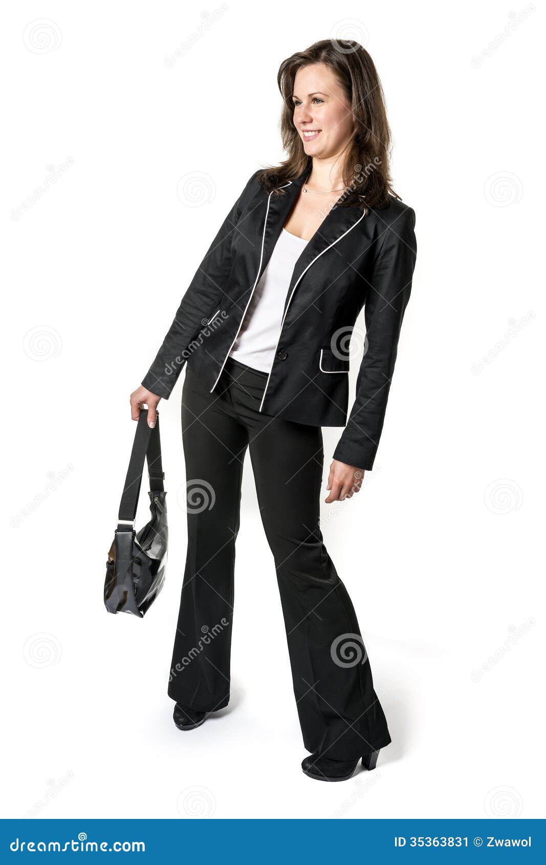 Laughing Standing Business Woman Stock Image - Image of length, beauty ...