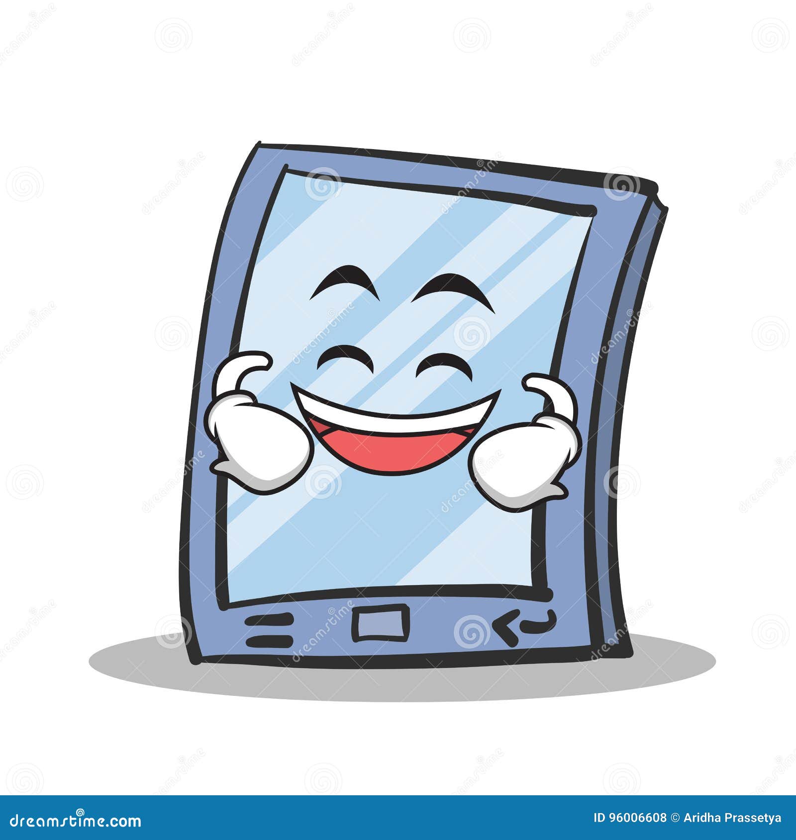 Laughing Tablet Character Cartoon Style Stock Vector Illustration of