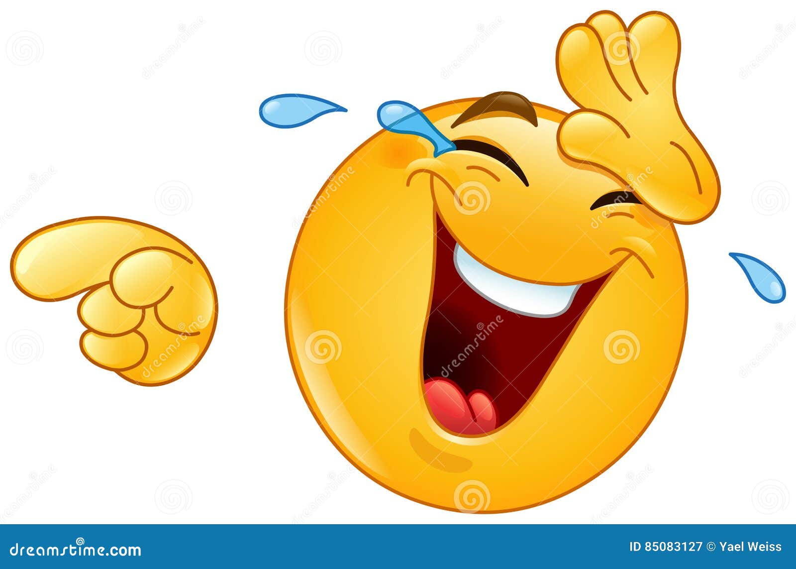 Laughing with Tears and Pointing Emoticon Stock Vector ...