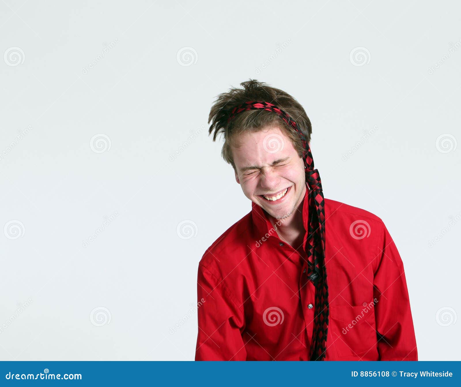 Laughing Teen Boy With Tie Around Head Stock Photo Image 8856108