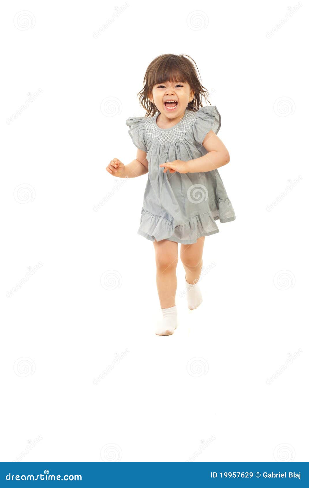 Laughing Toddler Girl Running Stock Image Image of dress, excitement