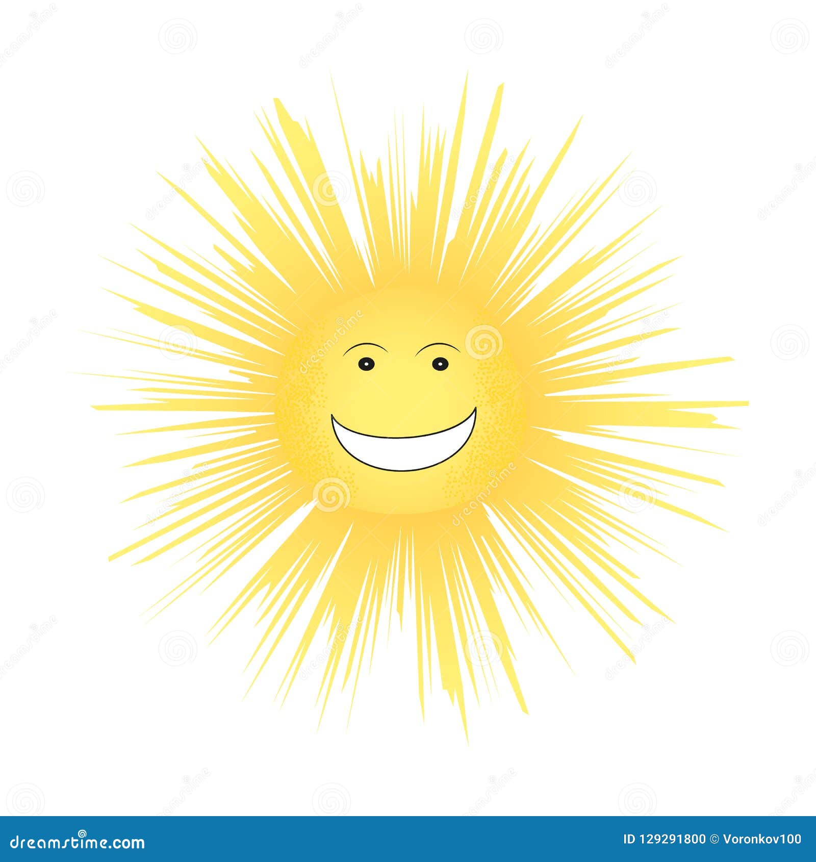 laughing  sun on  background. a child`s drawing of a laughing face. the sun is the concept of summer, rest.