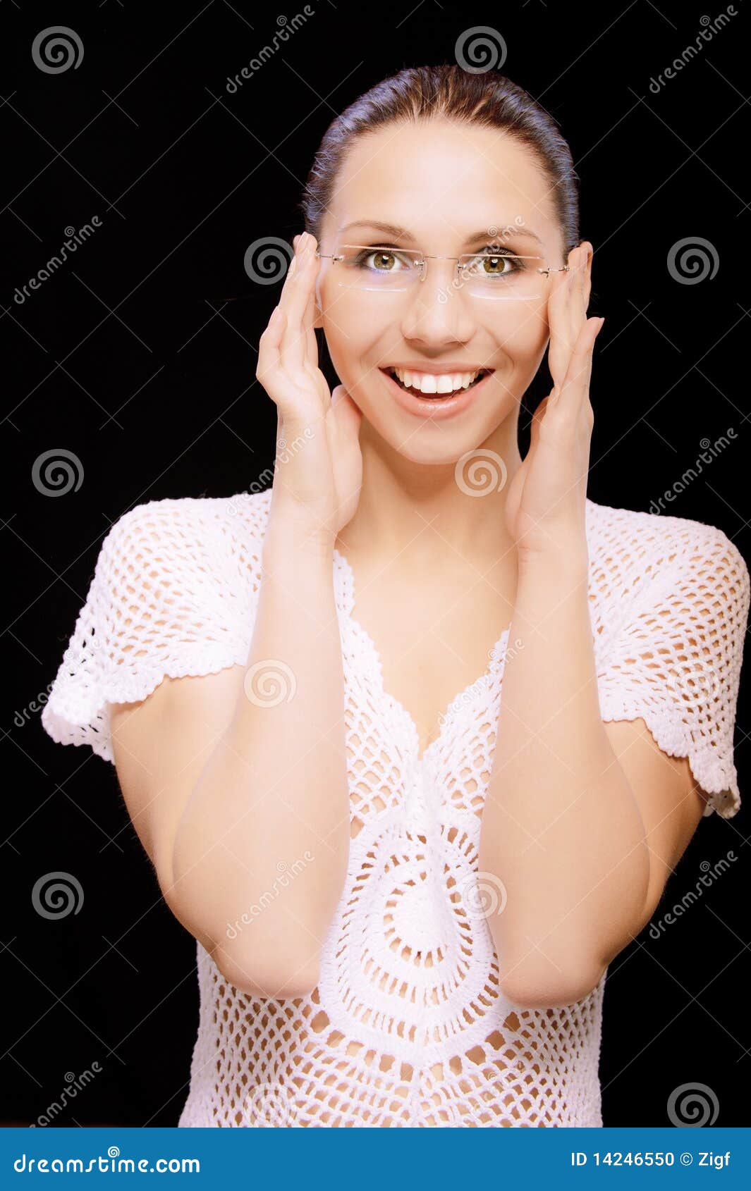 Laughing Young Woman in Glasses Stock Photo Image of jolly, lady