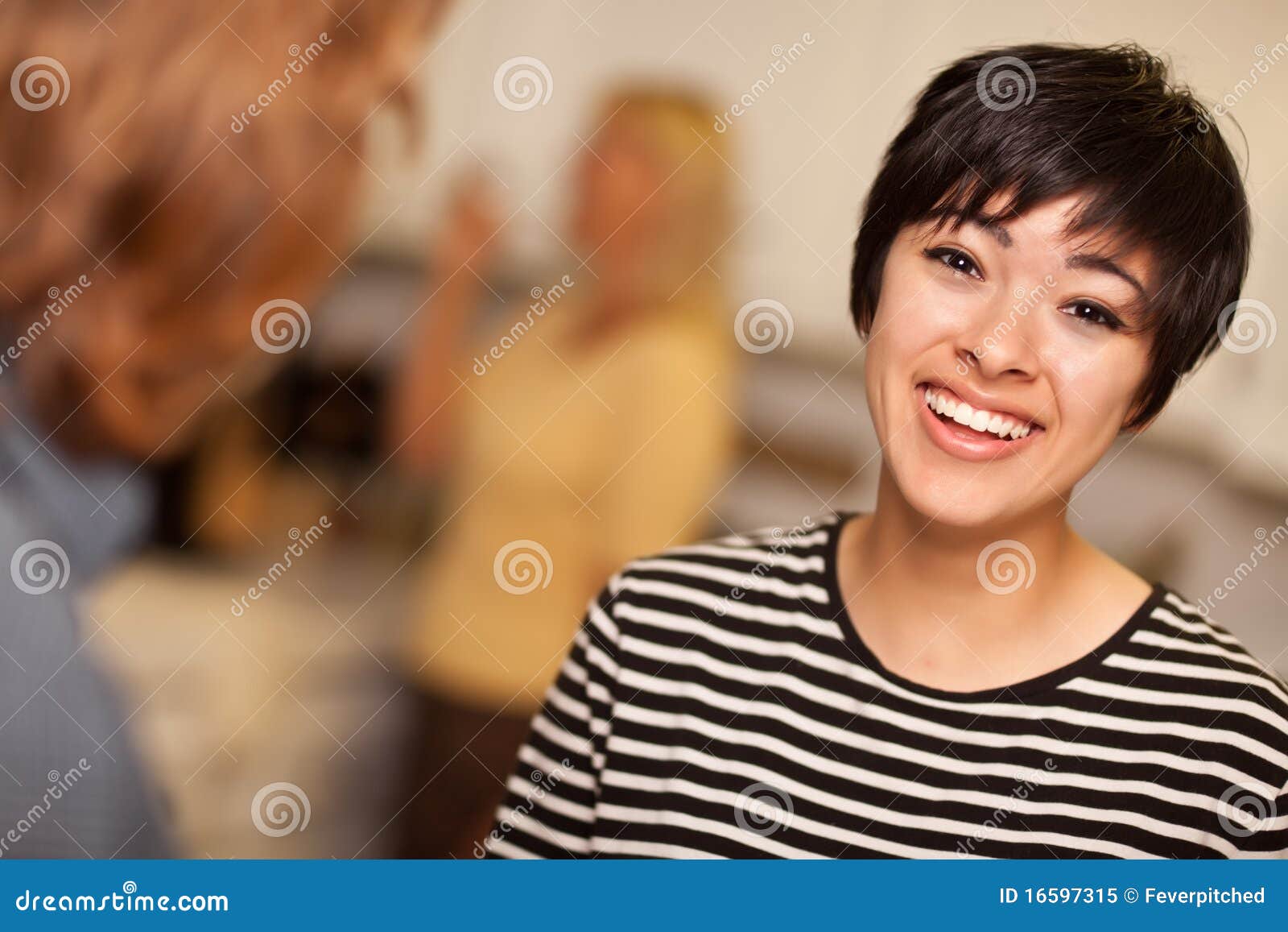 laughing young woman socializing