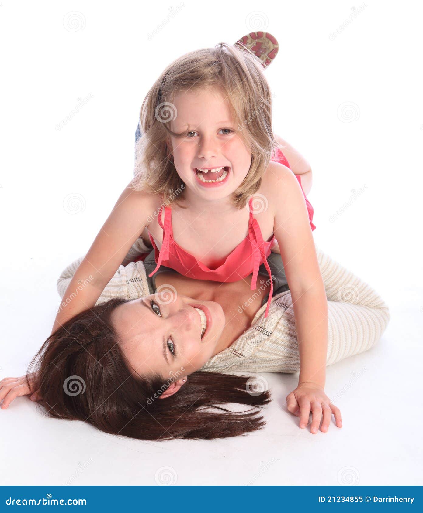 laughter and excitement for mother with daughter
