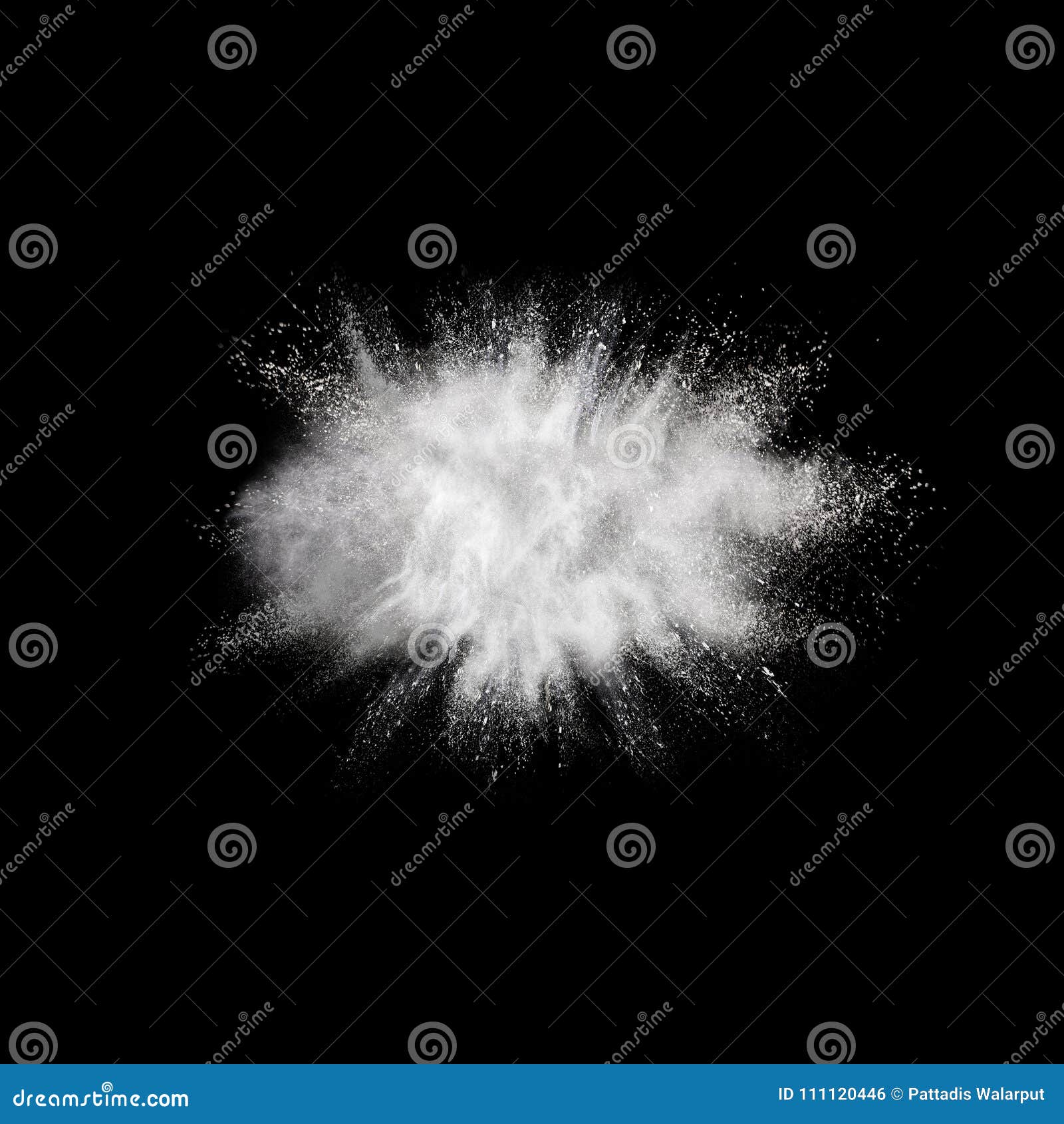 launched white particle splash on black background.