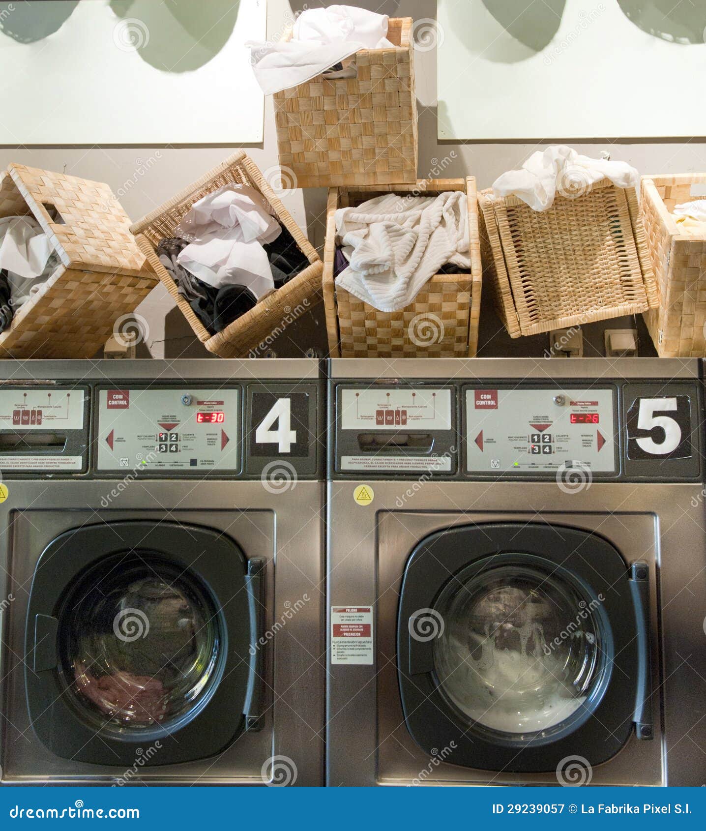 Laundromat with baskets stock image. Image of life, domestic 29239057