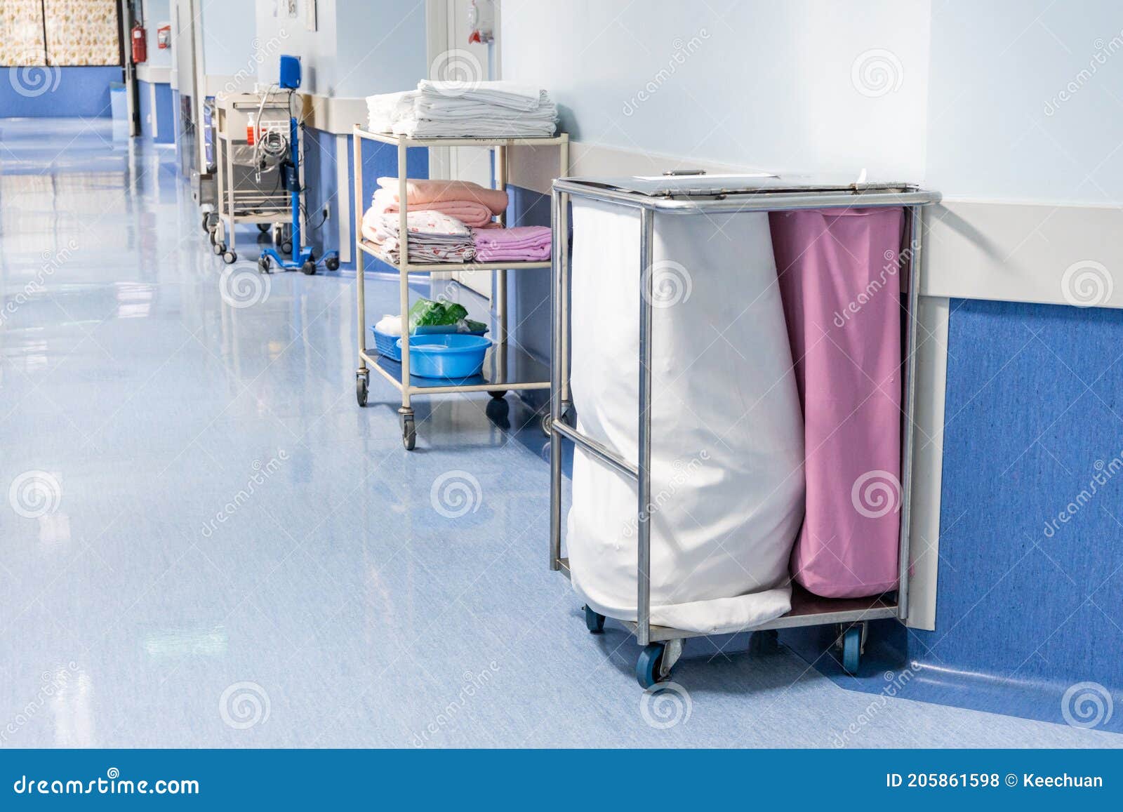 Hospital Dirty Linen Trolley Stainless Steel With Two Bags