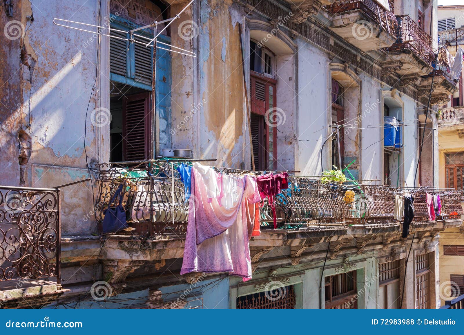 Laundry on the Balcony of an Old Building in Havana Stock Photo Image of home, scene 72983988