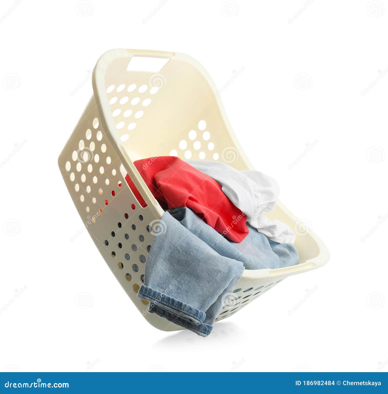Laundry Basket with Clothes Isolated Stock Photo Image of textile