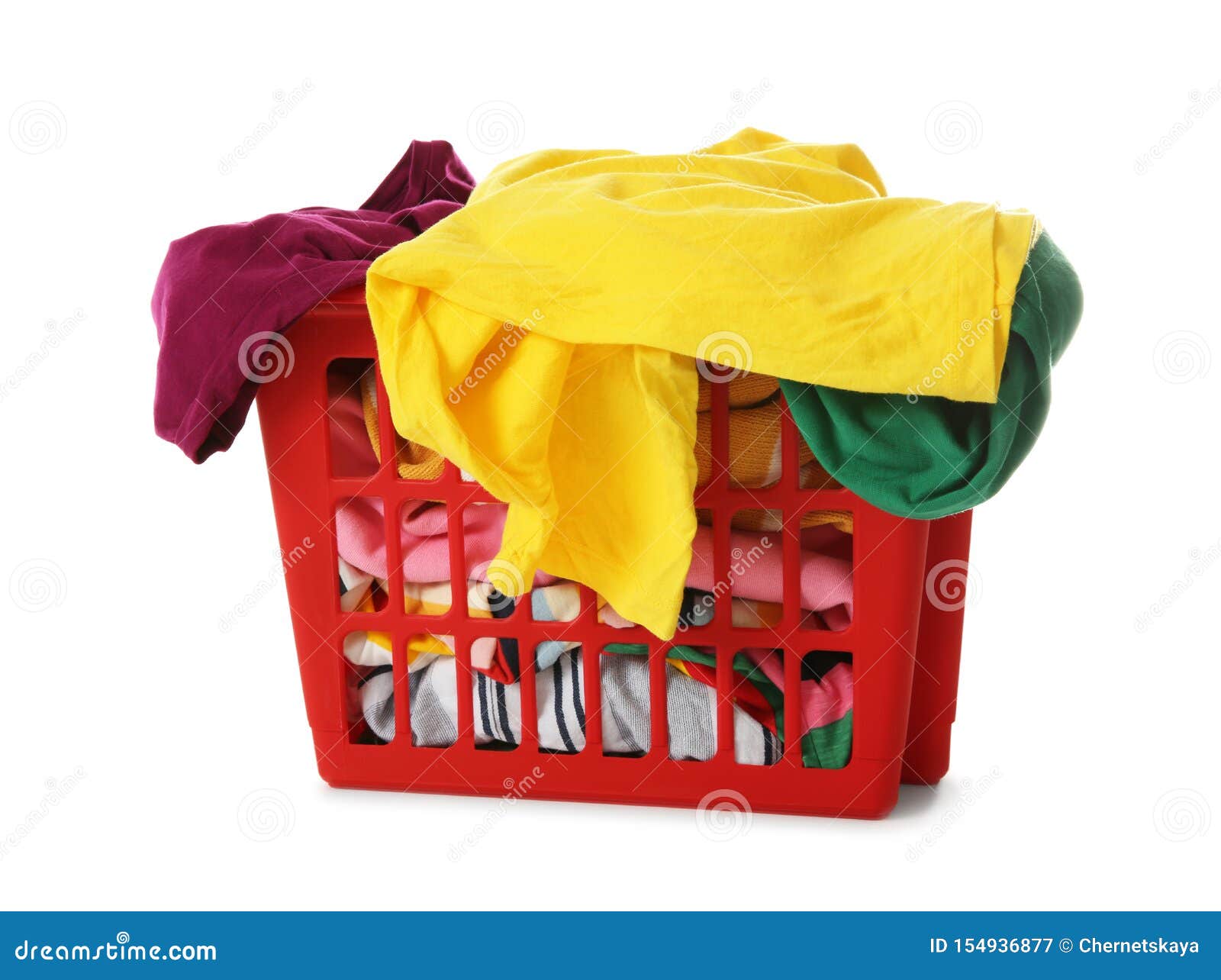 Laundry Basket with Dirty Clothes on White Stock Image Image of
