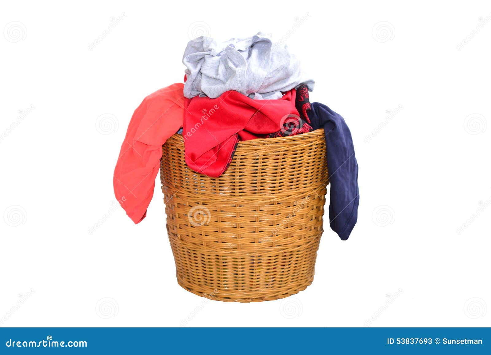 Laundry Basket Filled with Clothing Stock Image Image of background