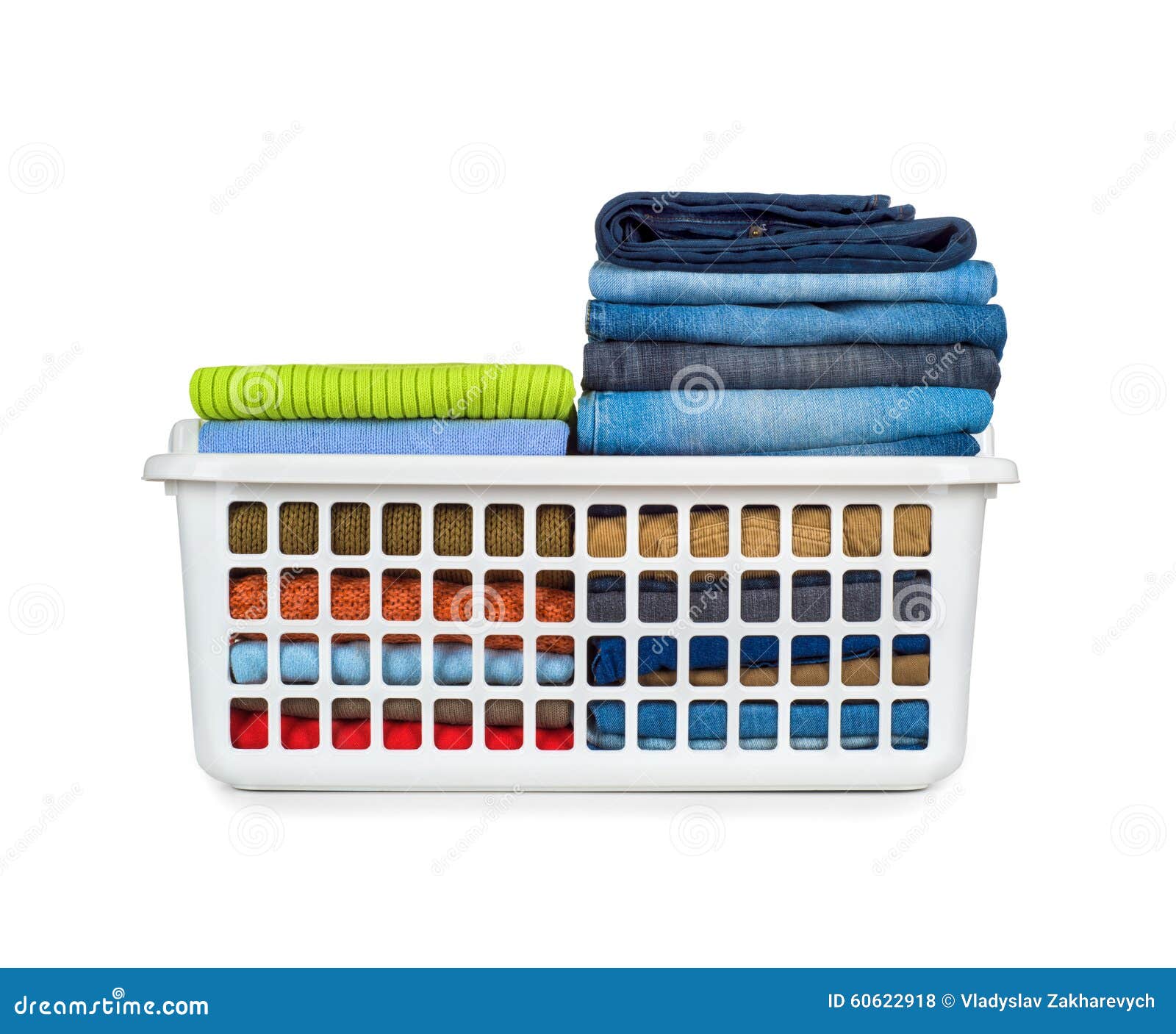 Laundry Basket with Folded Clothes Stock Photo Image of basket, denim
