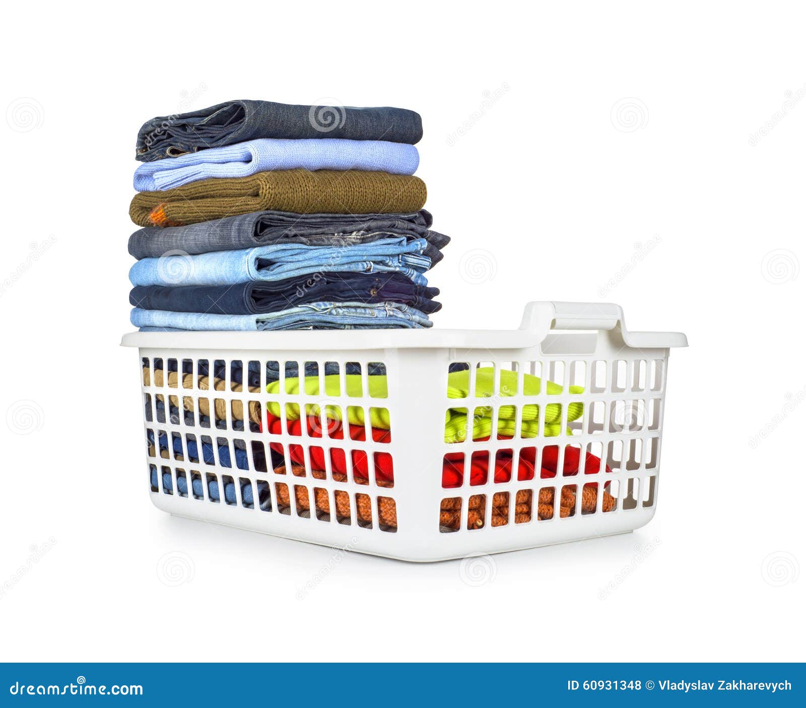 Laundry Basket with Folded Clothes Stock Photo Image of sweater