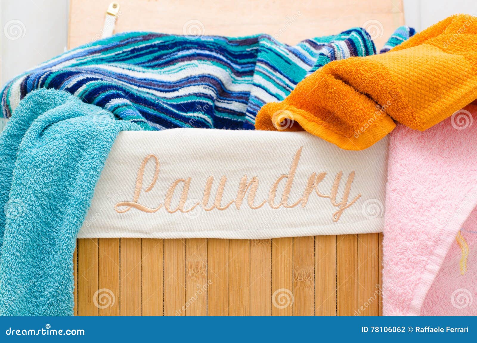 Laundry basket with towels stock photo. Image of clean 78106062