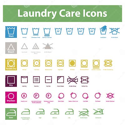 Laundry Care Icons stock vector. Illustration of attention - 22091358