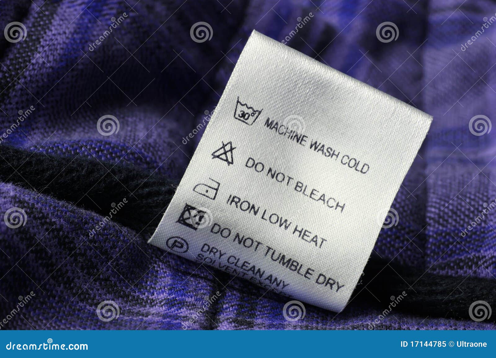 Laundry Care Label on Scotch Textile Background Stock Image - Image of ...