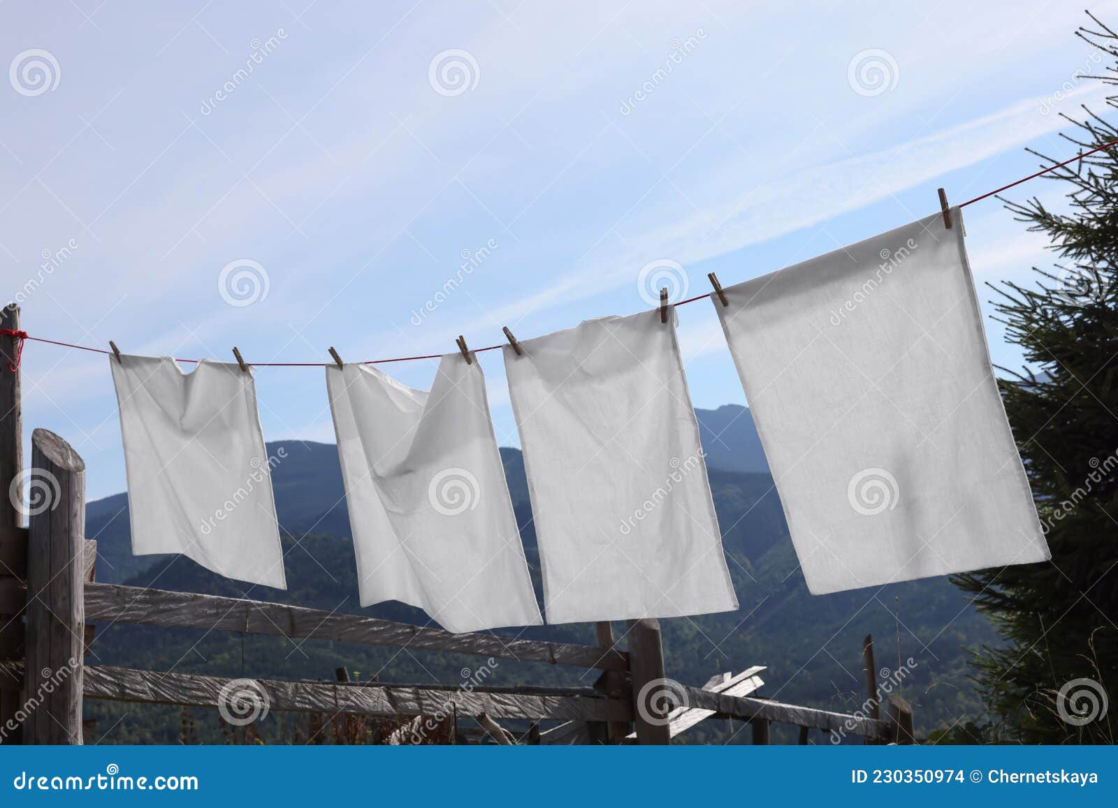 Laundry with Clothes Pins on Line Outdoors Stock Photo Image of