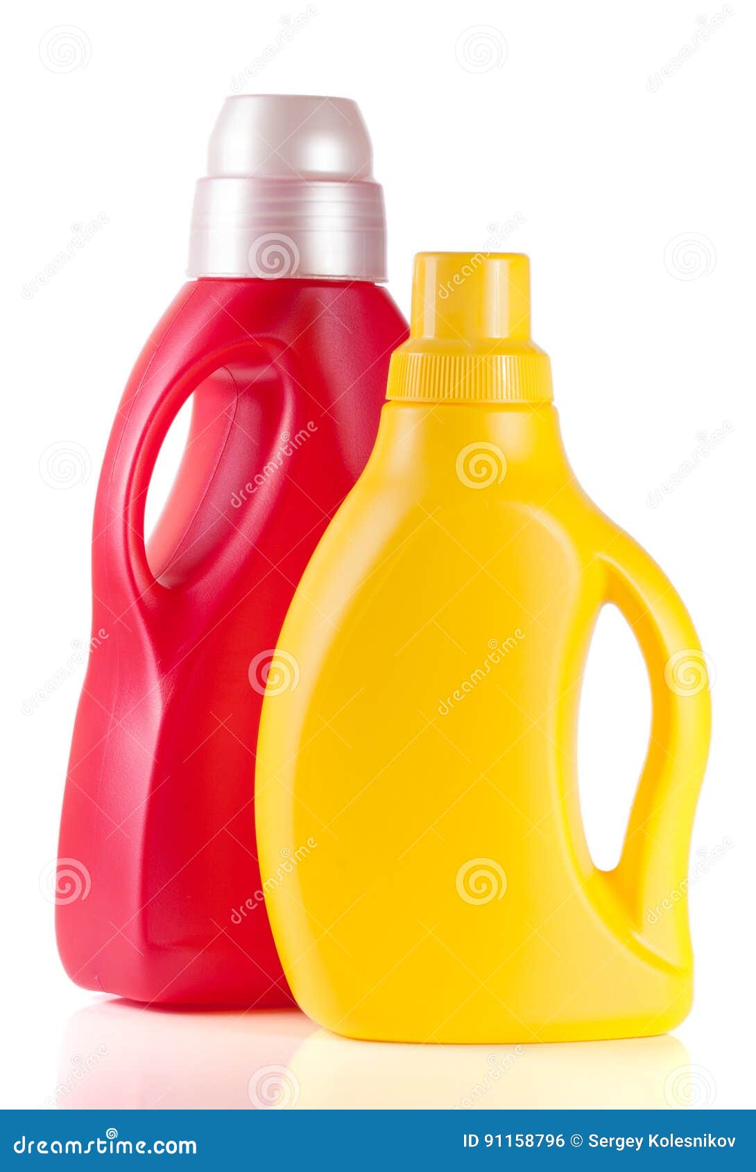Laundry Detergent Bottle with Fabric Softener Isolated on White
