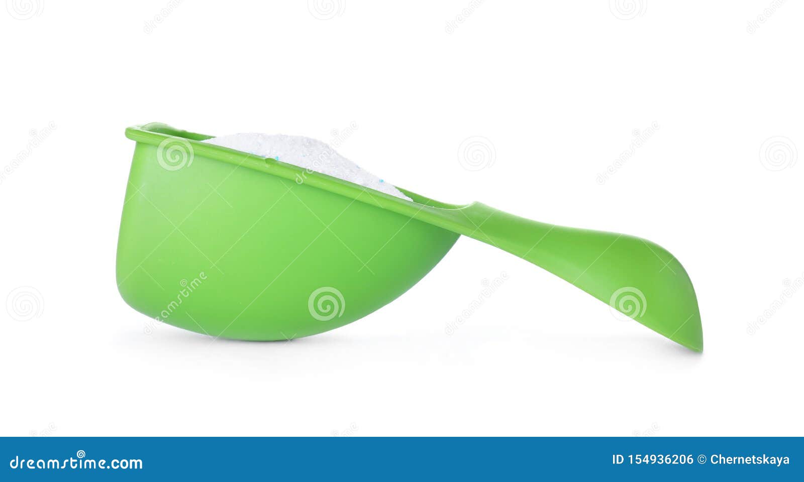 Laundry Detergent in Plastic Measuring Scoop on White Stock Photo