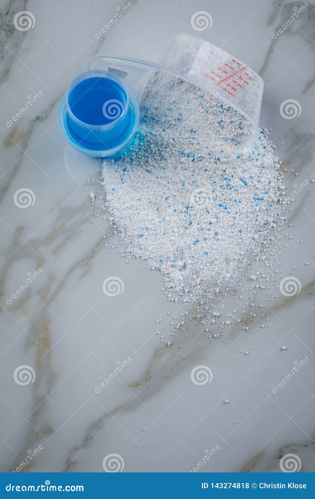 Laundry Detergent Powder and Blue Liquid Gel in Measuring Cup Stock Photo Image of textile