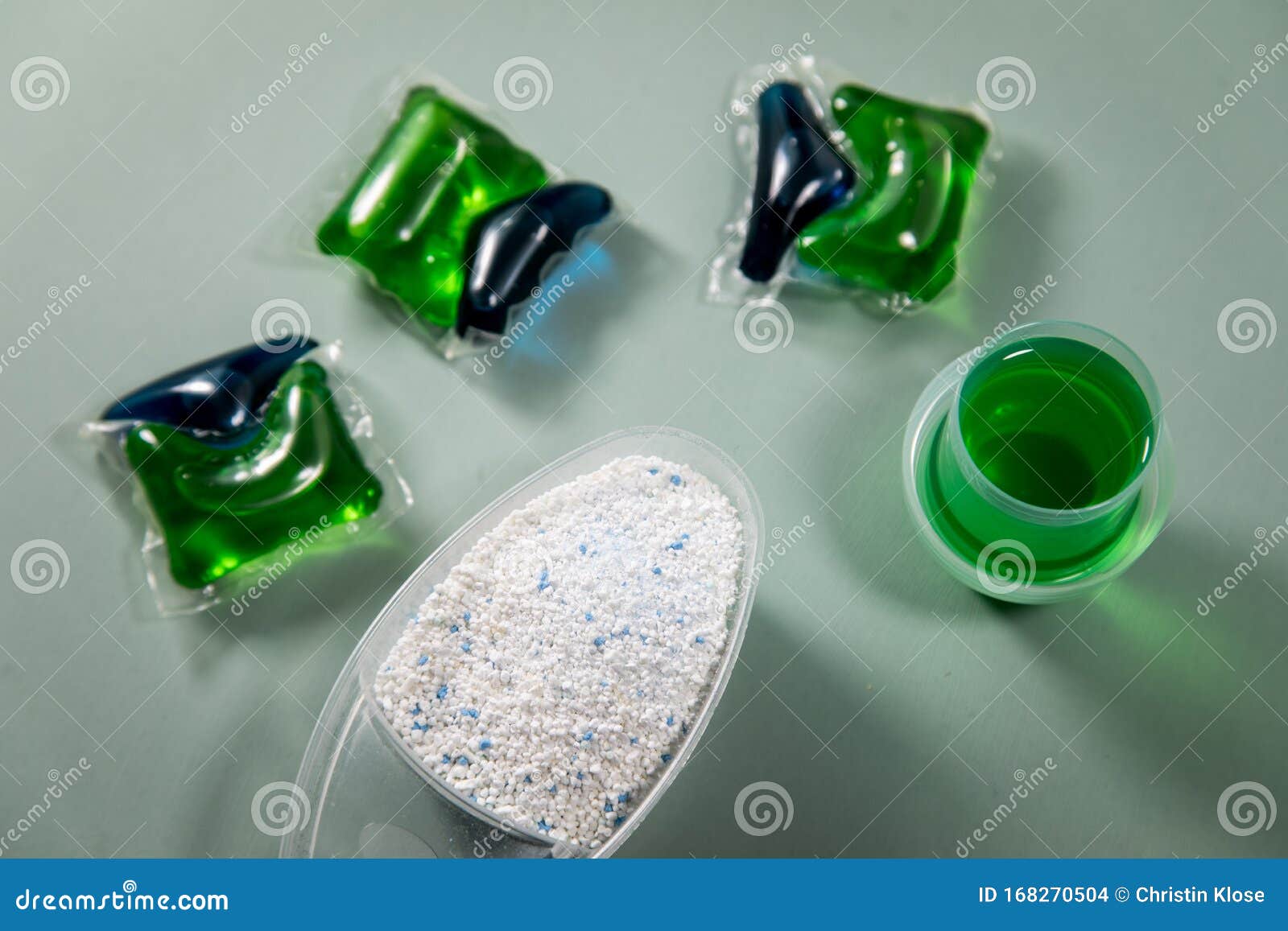 Laundry Detergent Powder and Blue Liquid Gel in Measuring Cup Stock Photo -  Image of equipment, dosing: 142281028