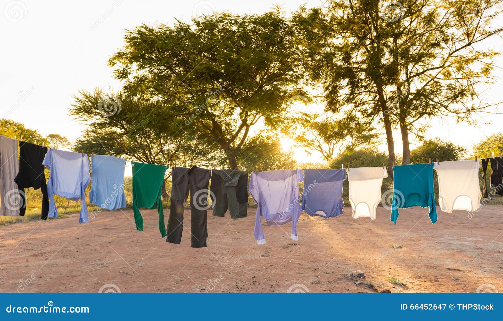 Laundry Drying on Outdoor Clothes Line Stock Image - Image of fresh, clothes:  66452647