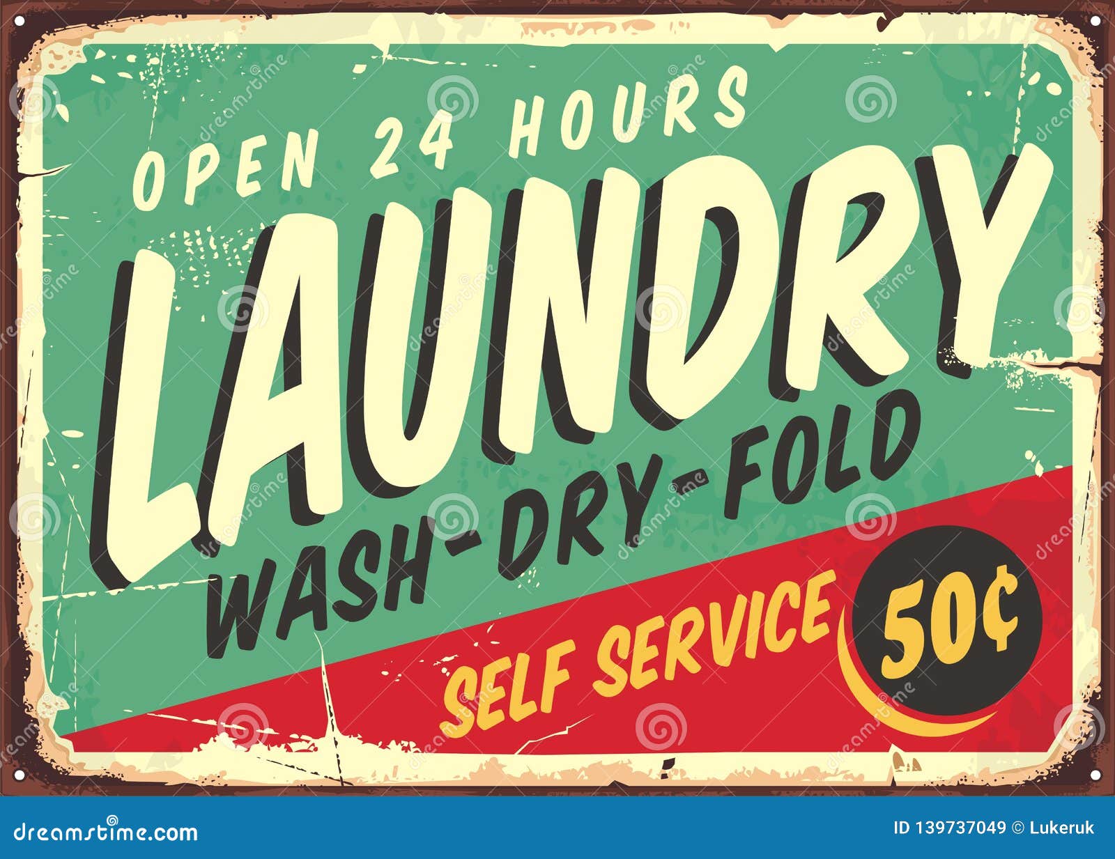 laundry fifties comic style retro sign