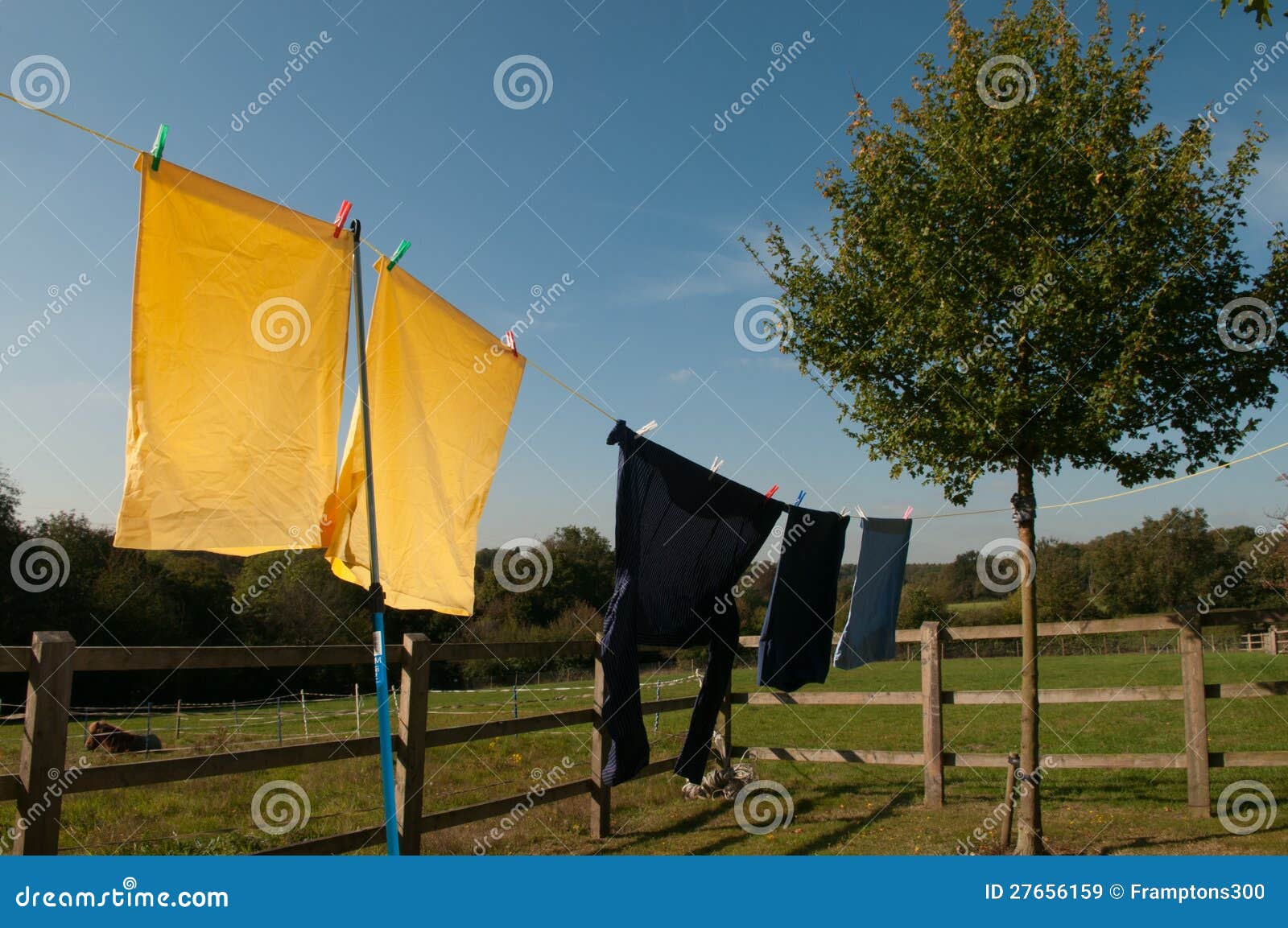 Laundry hanging up to dry stock image. Image of hang 27656159