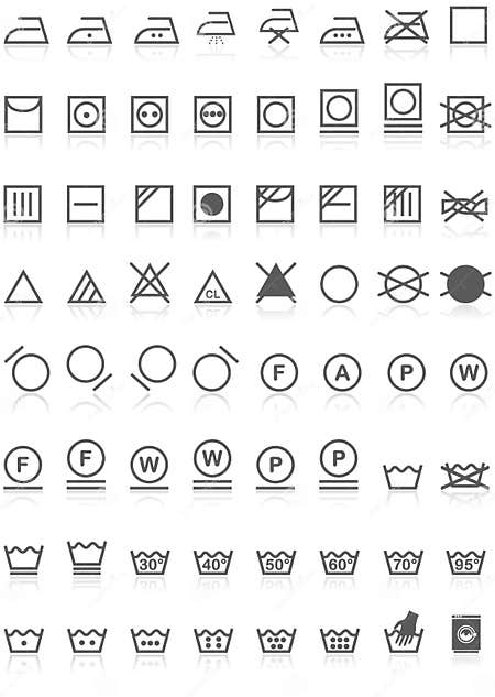 Laundry Icons Collection Black on White Stock Vector - Illustration of ...