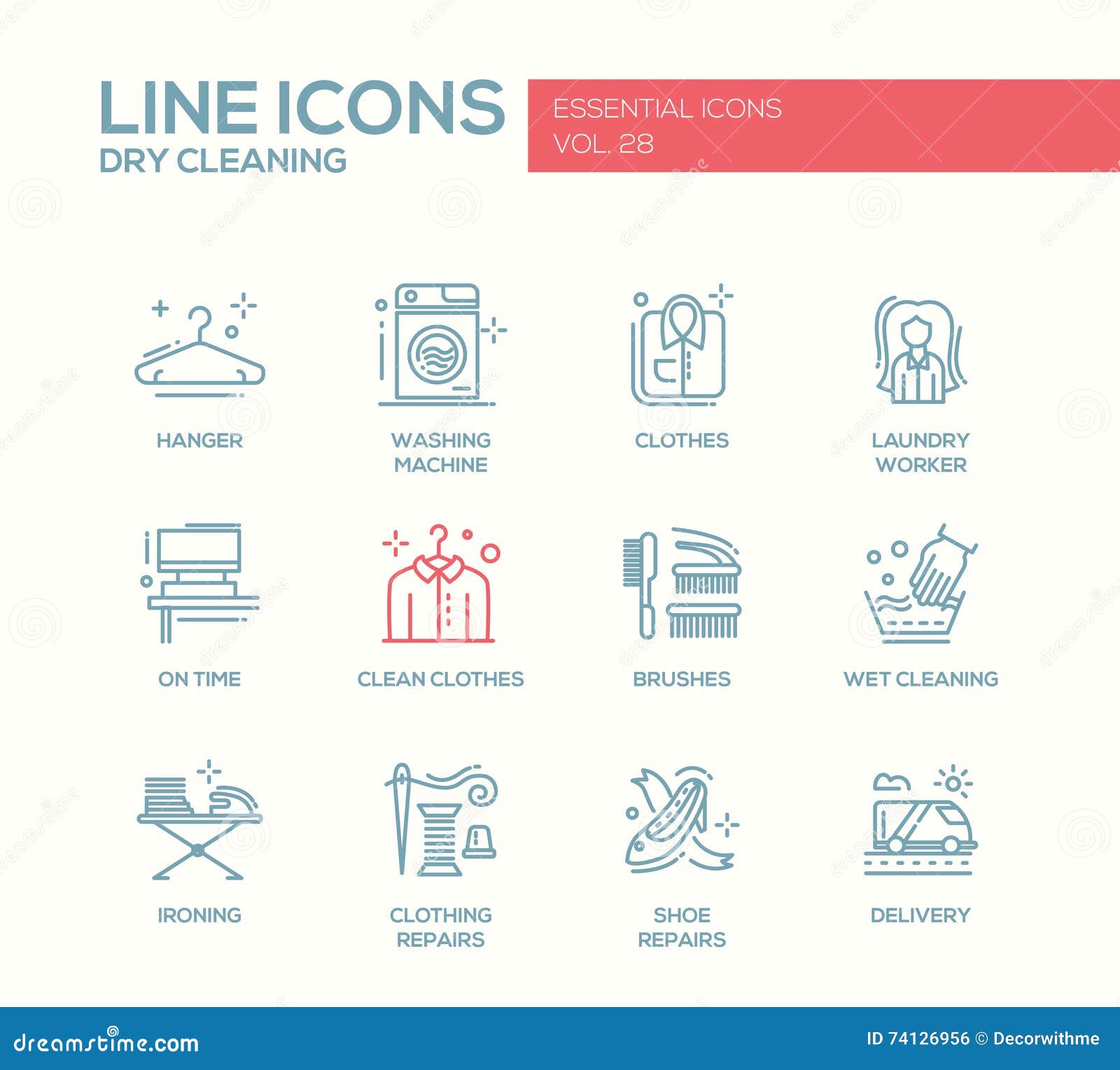 Laundry Line Design Icons Set Stock Vector Illustration Of Laundry Collection
