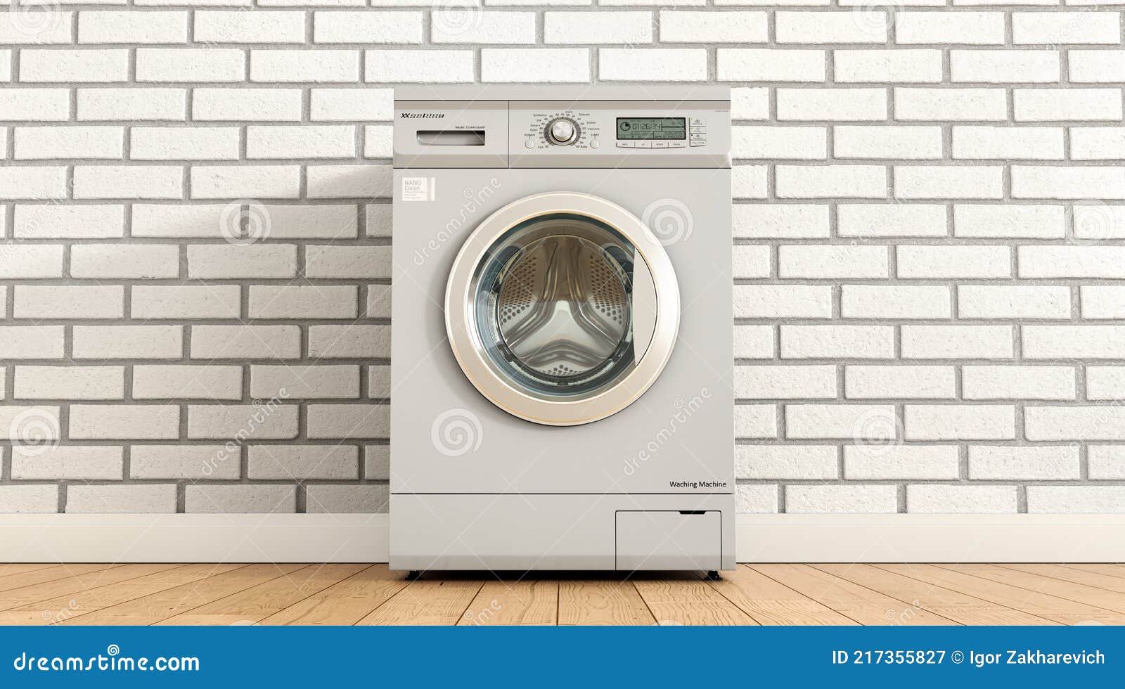 Laundry Room on a Brick Wall Background Stock Illustration