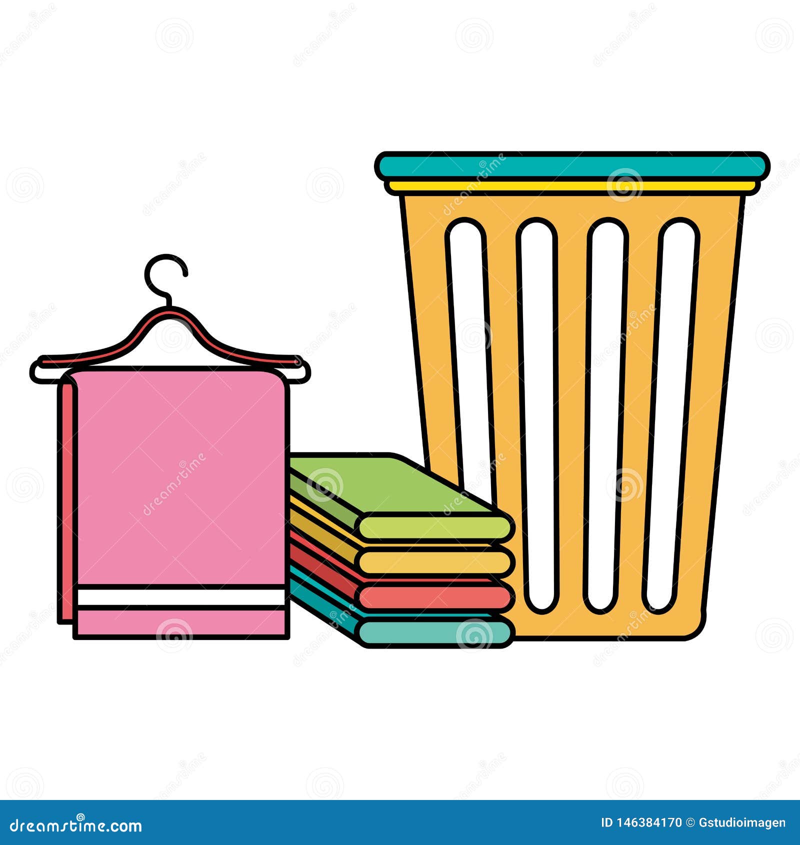 Laundry Service Plastic Bin Stock Illustration Illustration of basket
