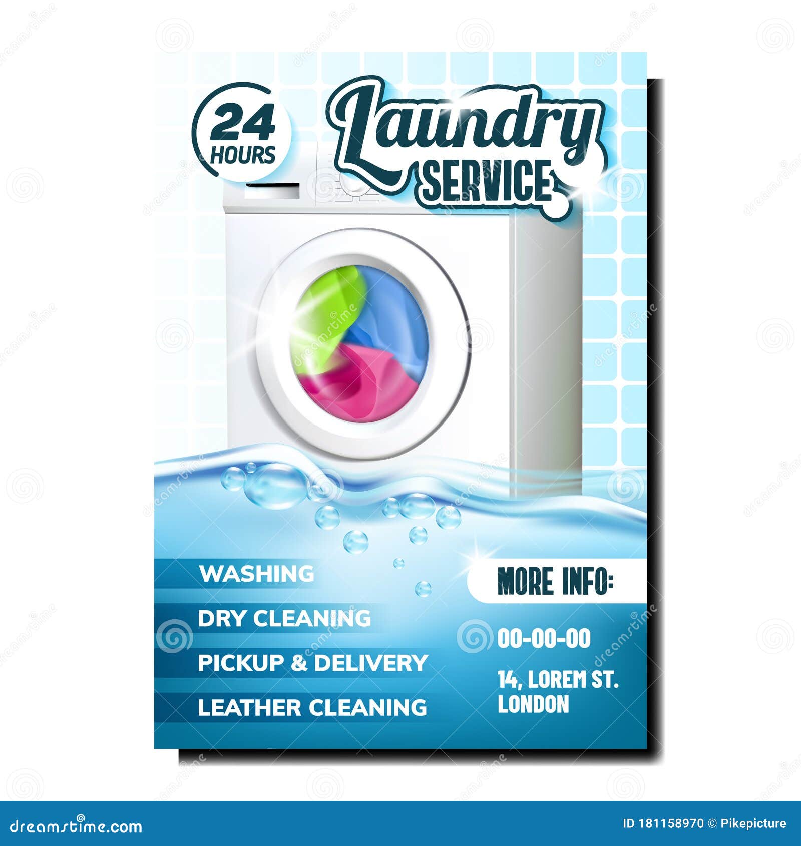 Laundry Washing Clothes Service Banner Vector Stock Vector