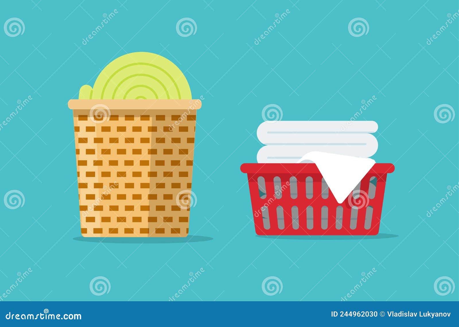 Laundry Bucket Vector Cartoon Illustration Isolated On A White