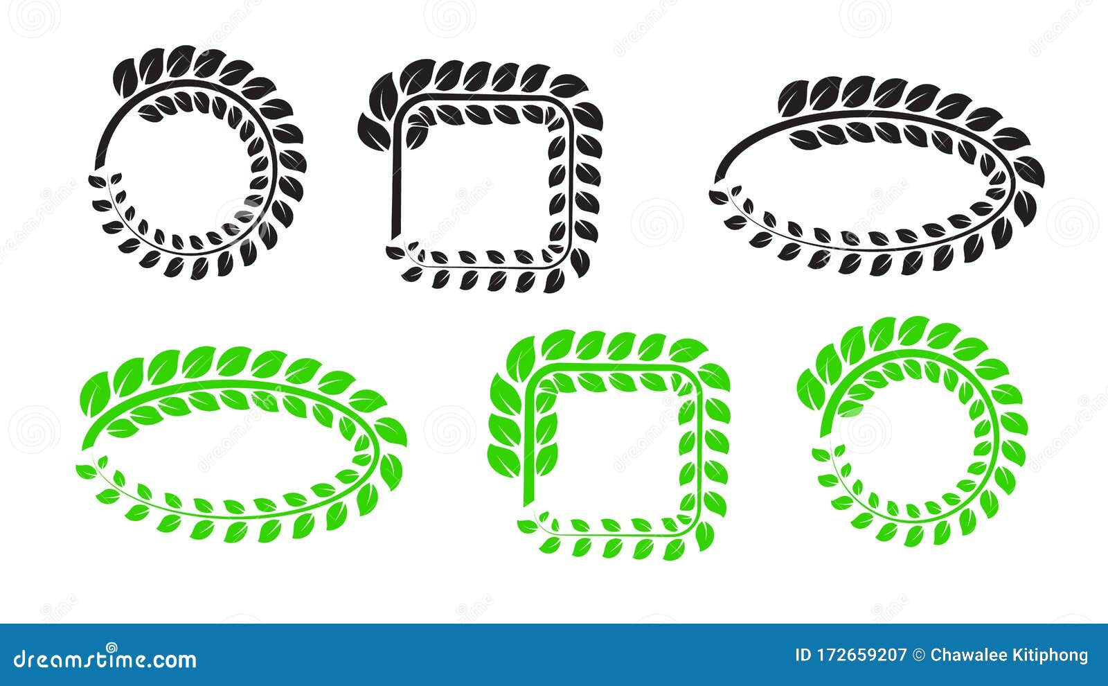 Laurel Wreath Brushes Set Vector Stock Vector Illustration of green