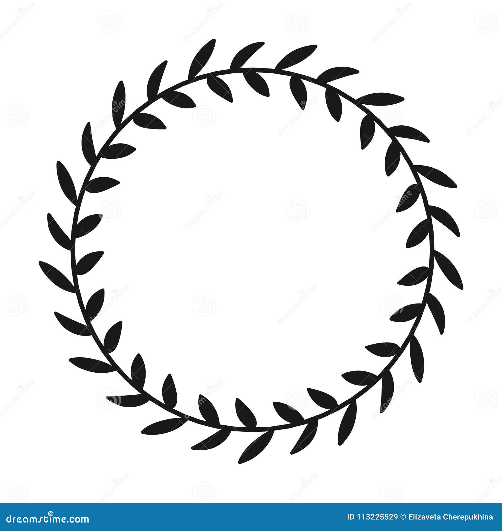 Laurel Wreath Hand Drawn Vector Round Frame For Invitations