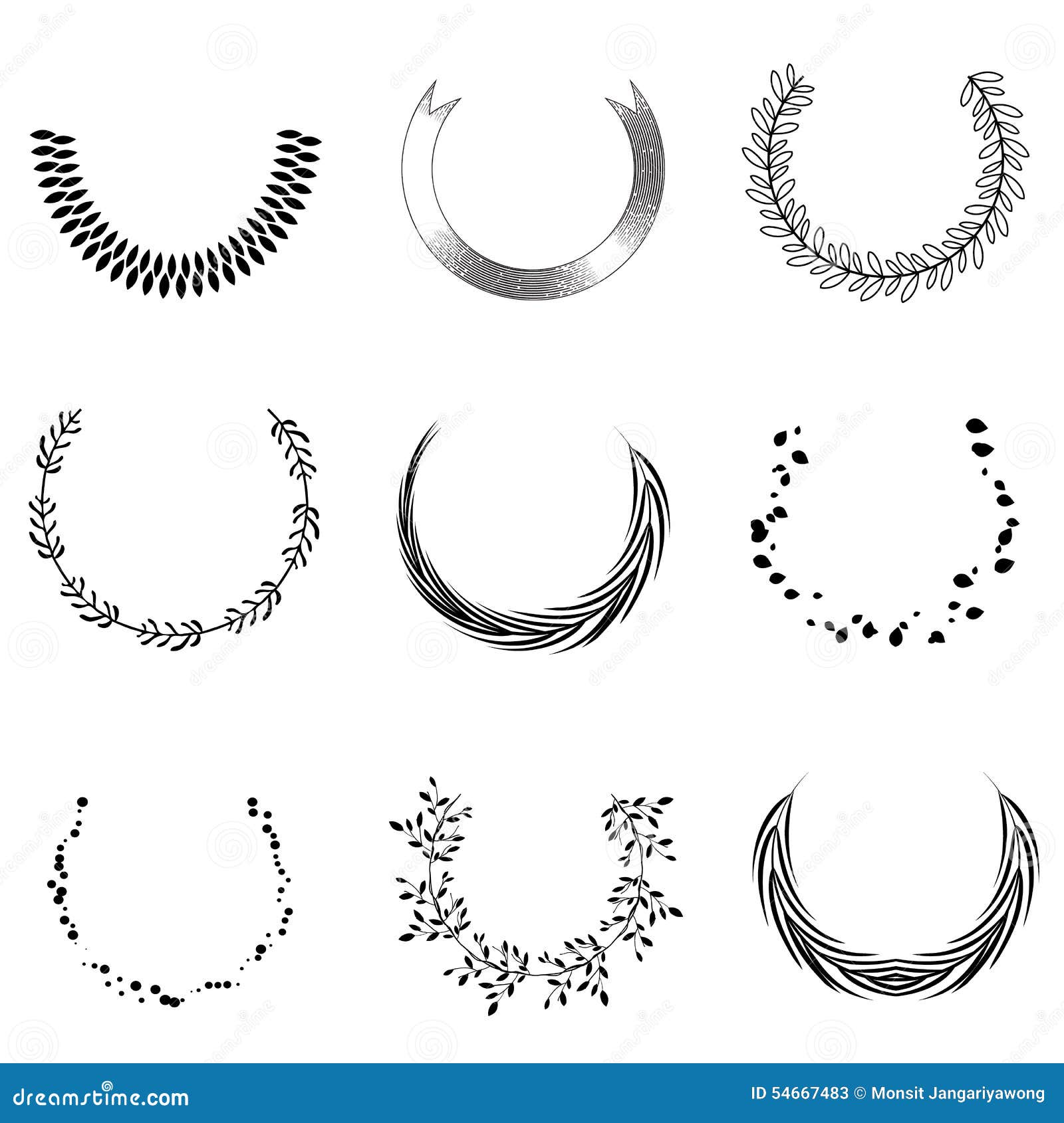 Laurel Wreath And Modern Frame Set Vector Illustration