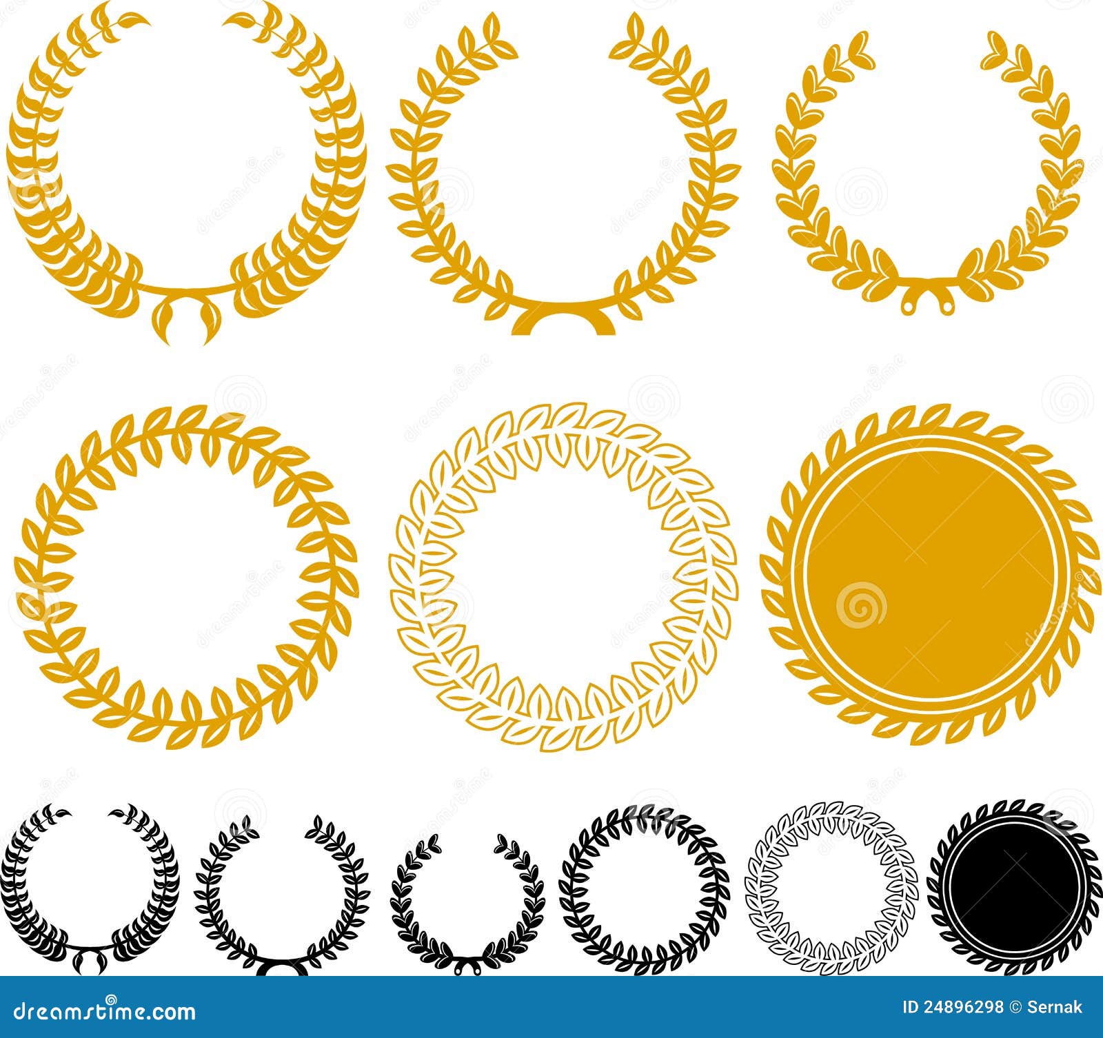 Laurel wreath set stock vector. Illustration of bronze - 24896298