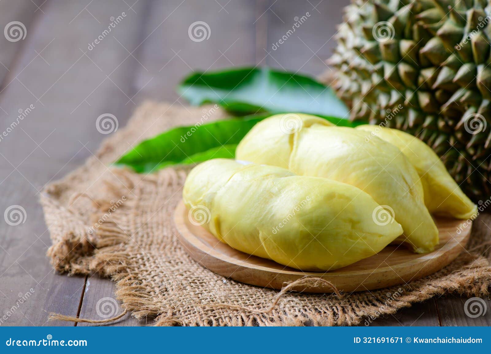 lava durian sisaket on wood plate, king of fruits