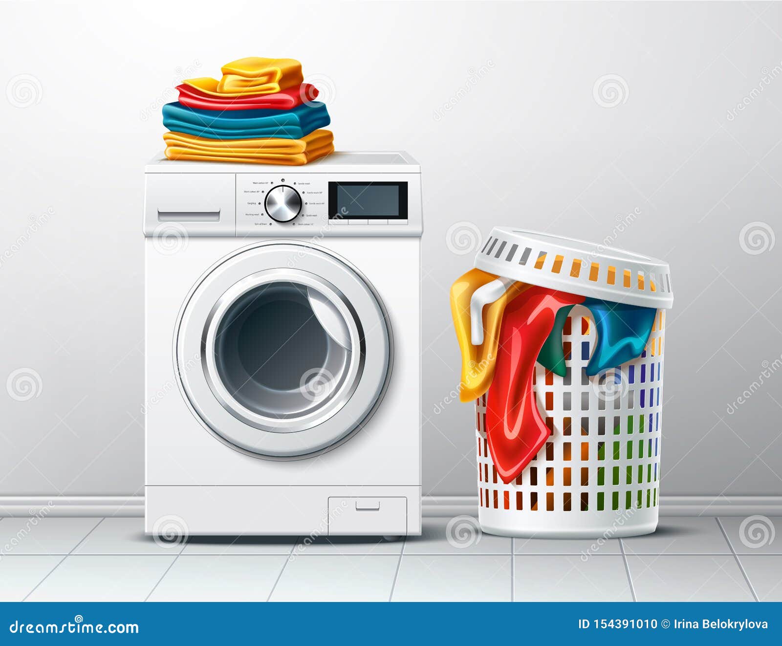 Fila de lavadoras de ropa en una cesta, 3D Render Fotografía de stock -  Alamy