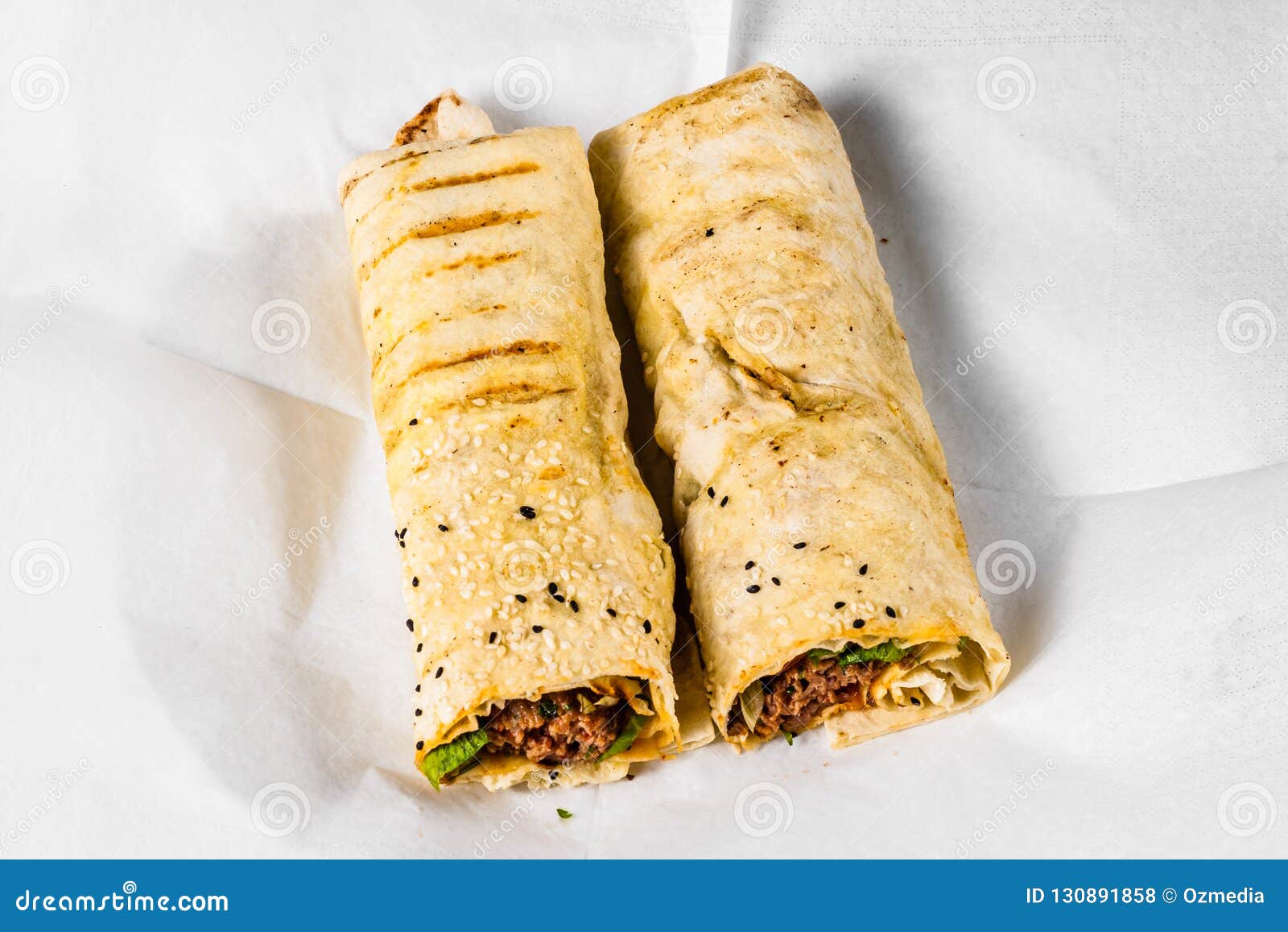 Lavash Wrap, Kebab Served in Turkish Flat Bread Stock Photo Image of