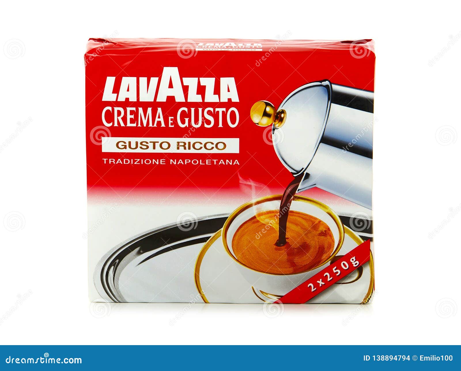 Silver Pack of Ground Coffee Lavazza Crema E Gusto and Coffee Beans on a  White Table. Coffee in a Circular Economical Packaging Editorial Stock  Photo - Image of circular, economical: 159812003