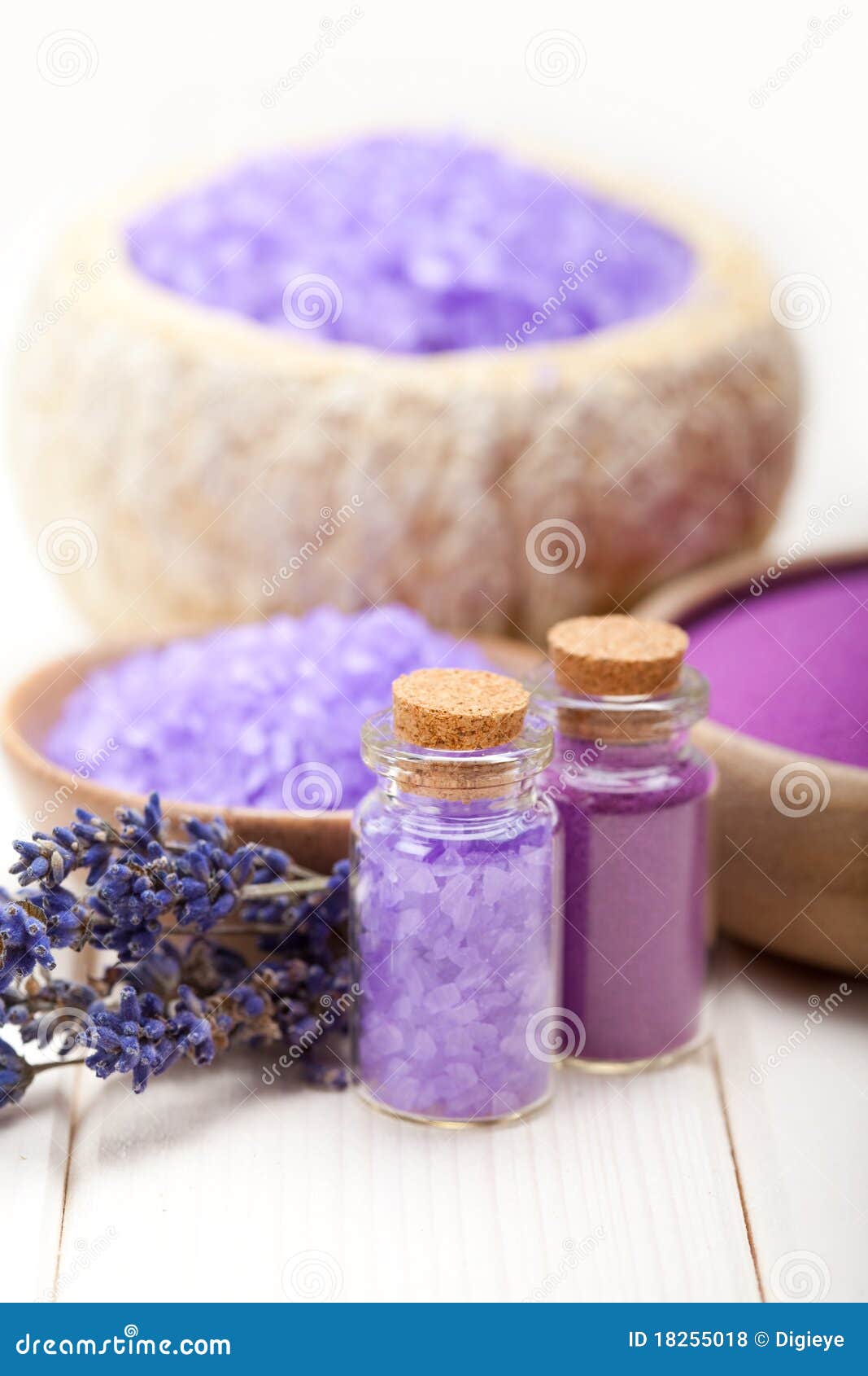 Lavender bath salt for Spa stock photo. Image of mineral 18255018