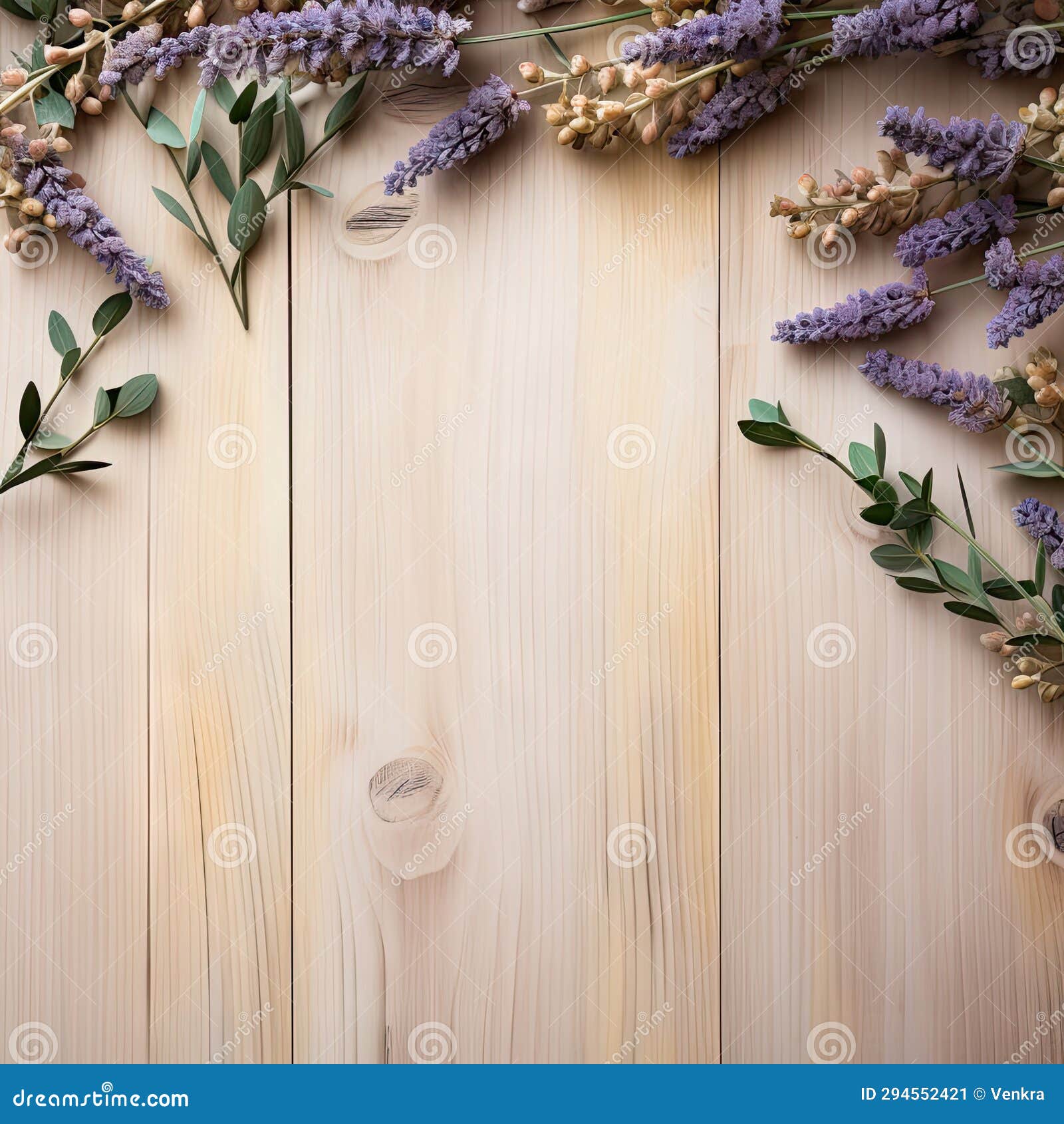 Lavender Border Wood Background for Invitation Card Design Stock Image