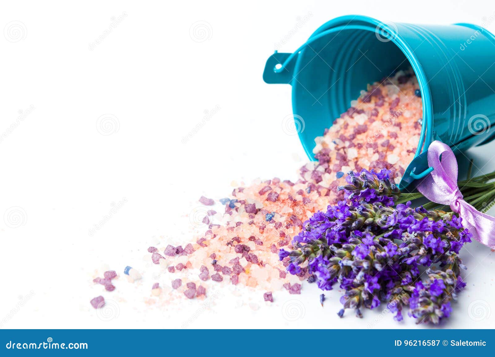 Lavender Flowers and Bath Salt for Aromatic Spa Stock Image Image of