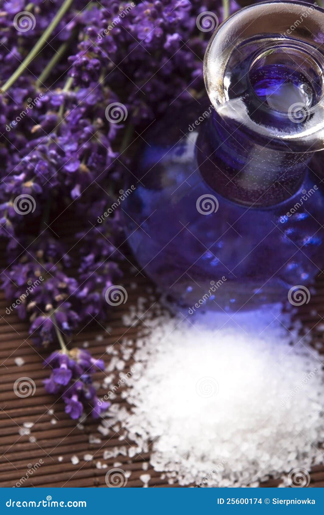 Lavender Flowers, Bath Salt and Essential Oil Stock Photo Image of