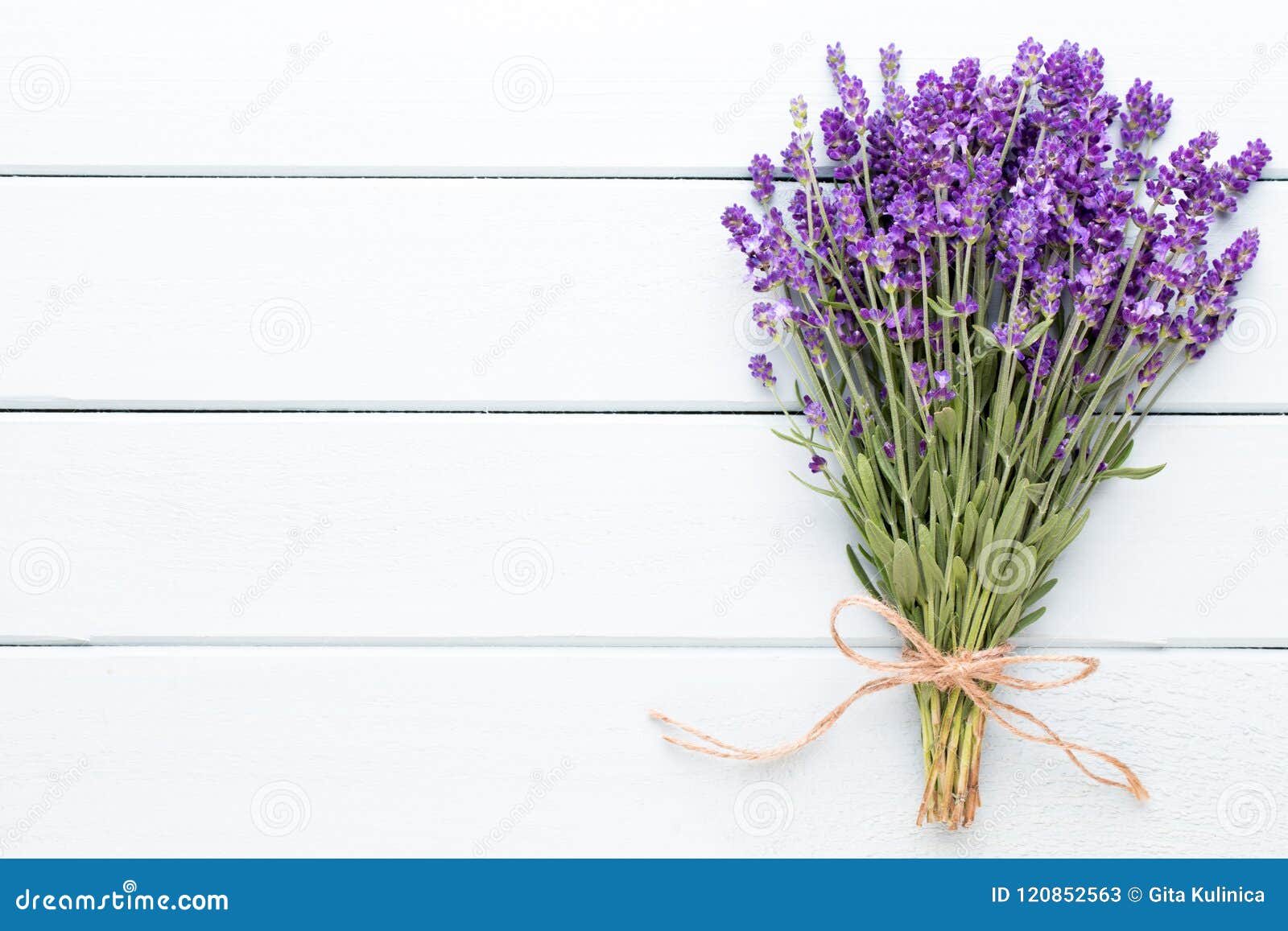 Lavender Flowers, Bouquet on Rustic Background, Overhead. Stock Image -  Image of space, herb: 120852563