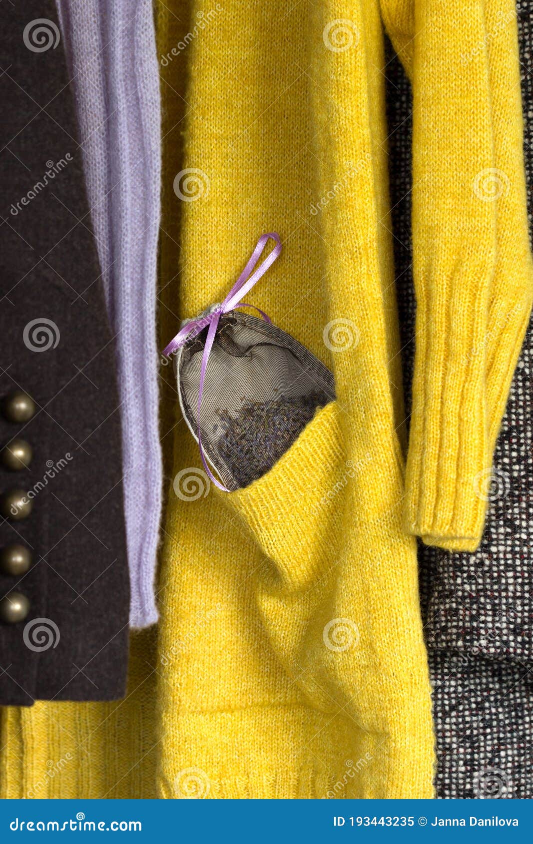 Lavender Sachet in a Woolen Jacket Pocket in a Closet, Moth Repellent